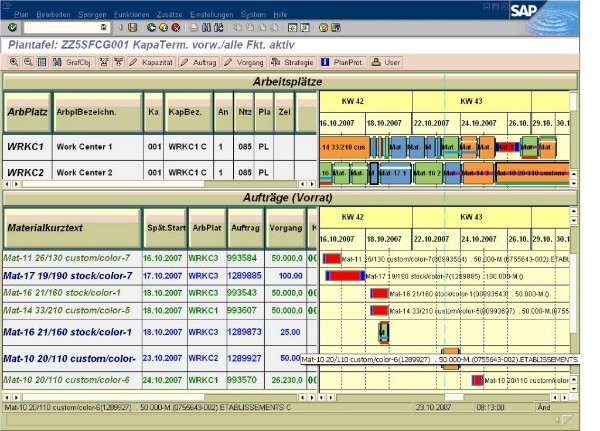 SAP Plantafel:  auch Tabellenzeilen können übersichtlich gestaltet werden